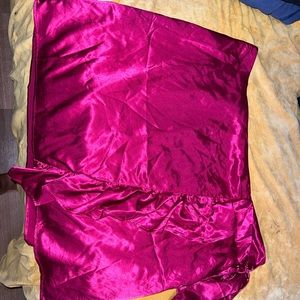 hot pink satin skirt